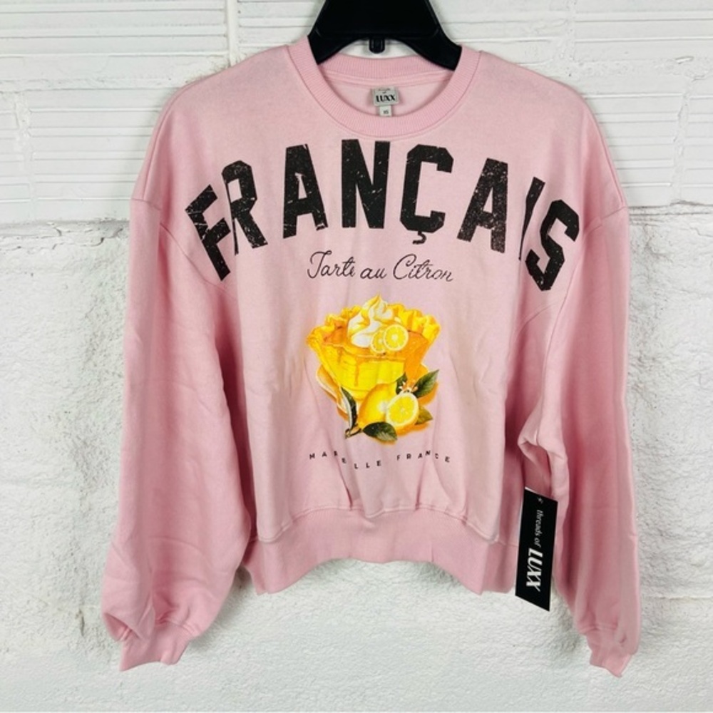 THREADS OF LUXX Pink Français TART AU marseille france CITRON fleece Sweatshirt